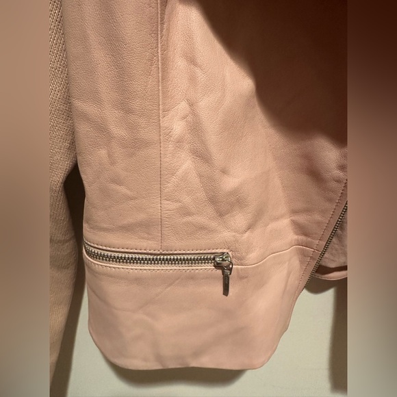 Chelsea28 Pink Leather Bomber Jacket - Picture 5 of 9